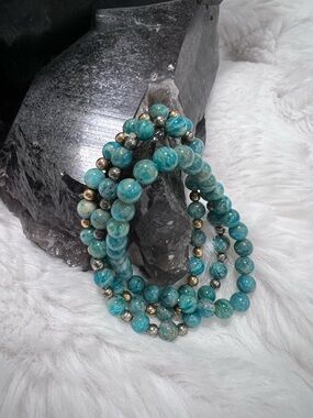 Handmade Amazonite Stretch Bracelet Stack